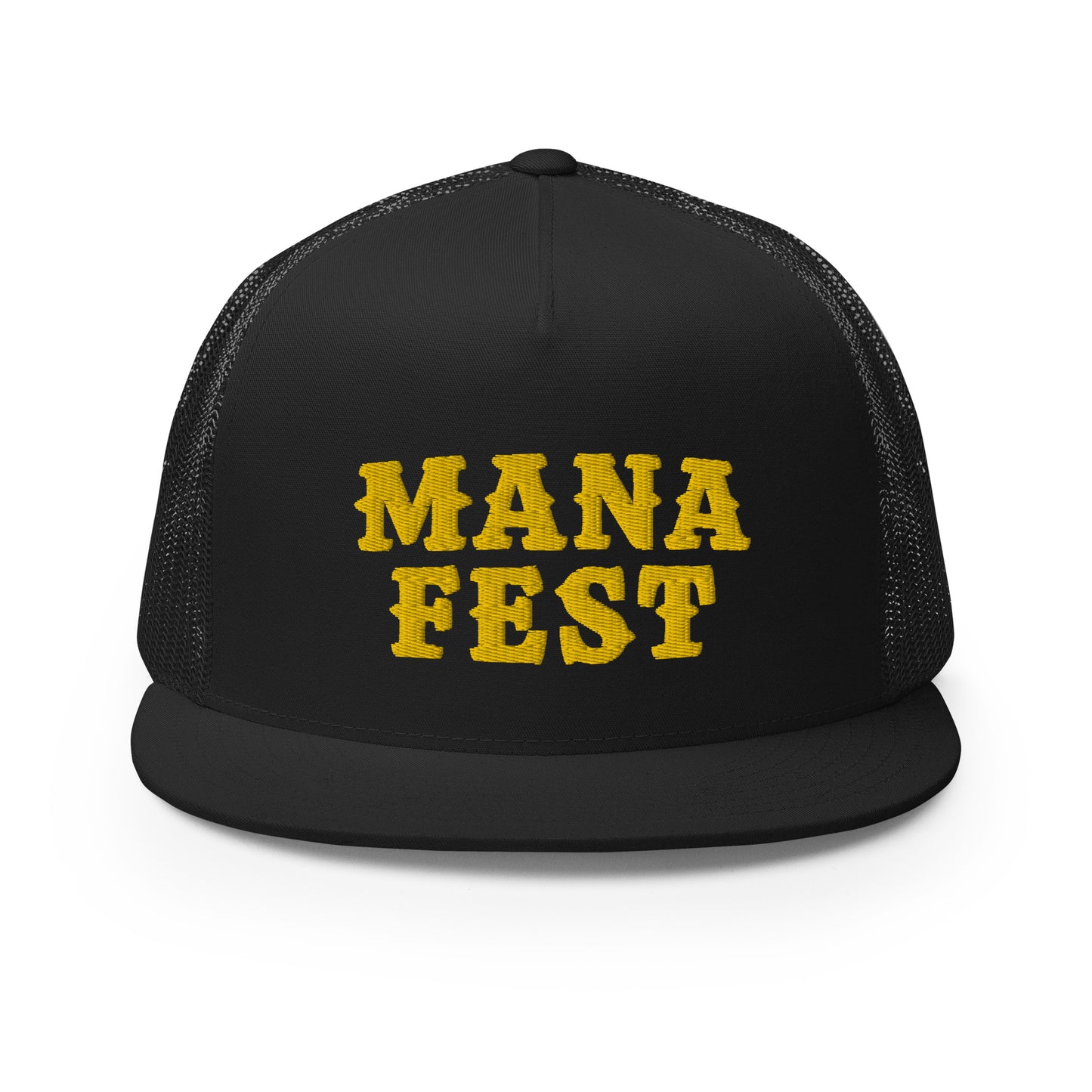 Black Trucker Cap Gold ManaFest