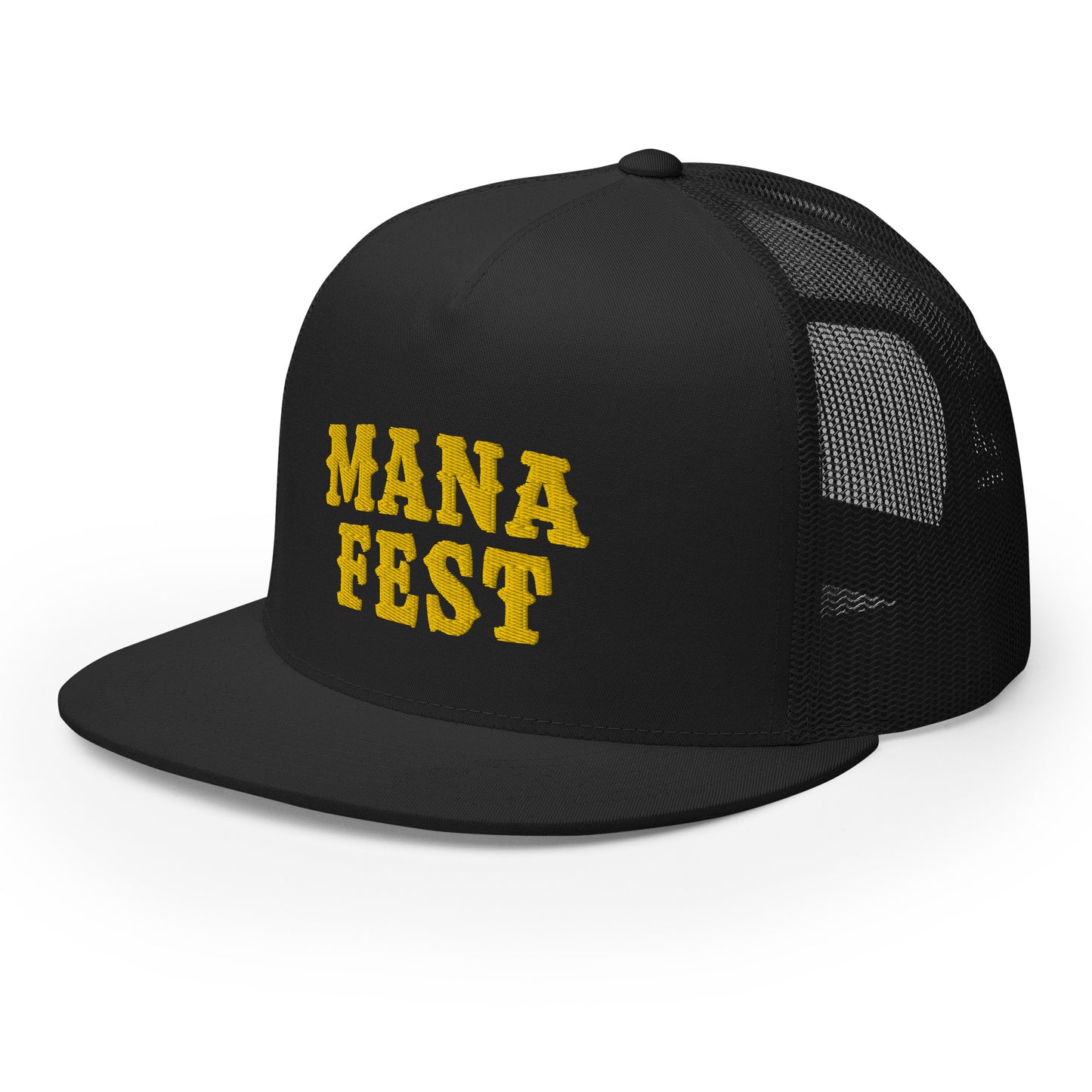 Black Trucker Cap Gold ManaFest