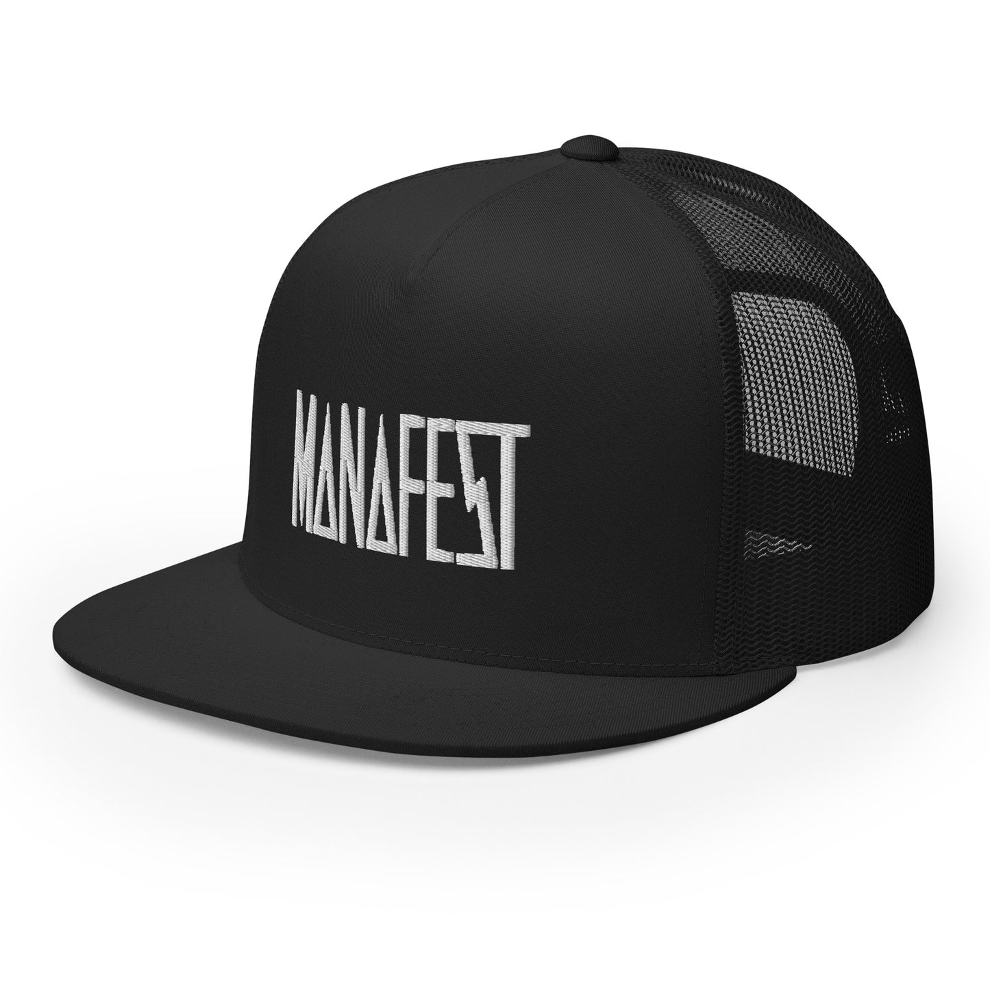 Black Manafest Trucker Cap with White Logo