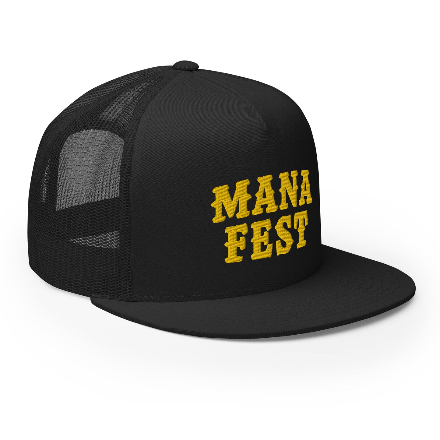 Black Trucker Cap Gold ManaFest