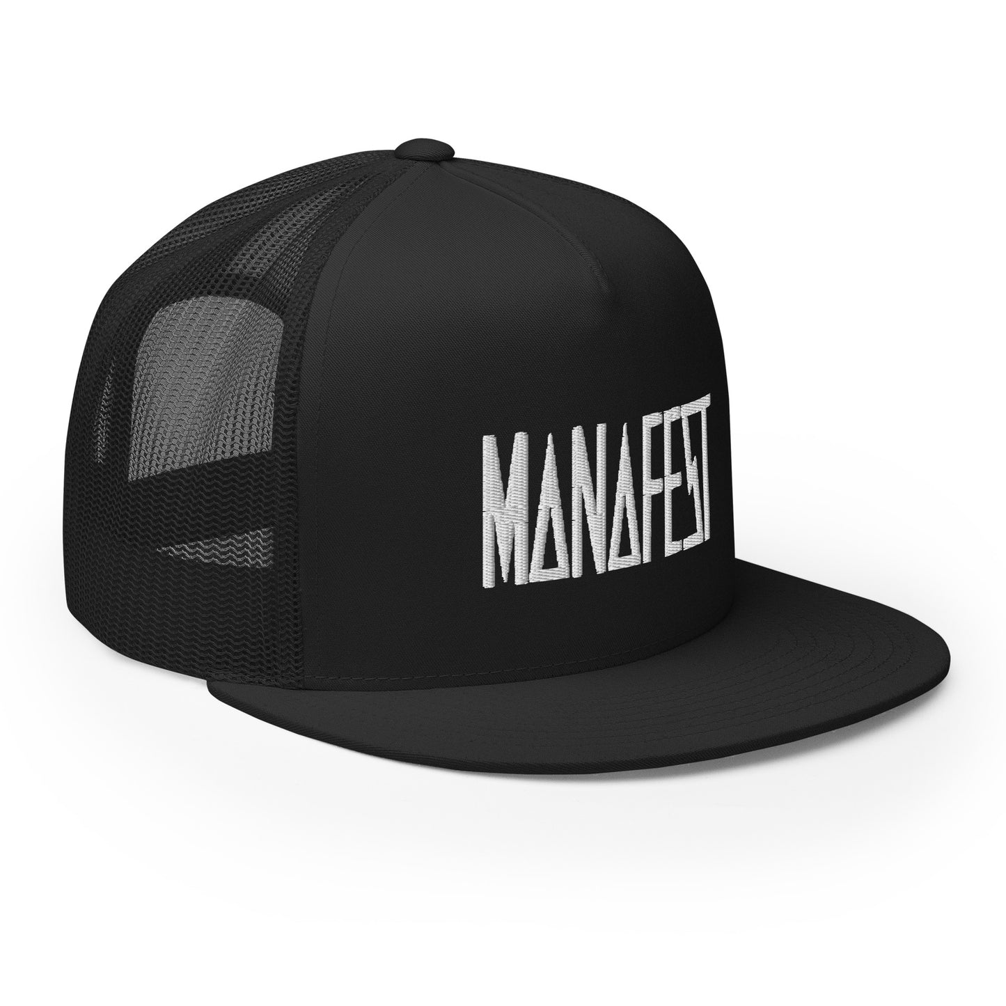 Black Manafest Trucker Cap with White Logo