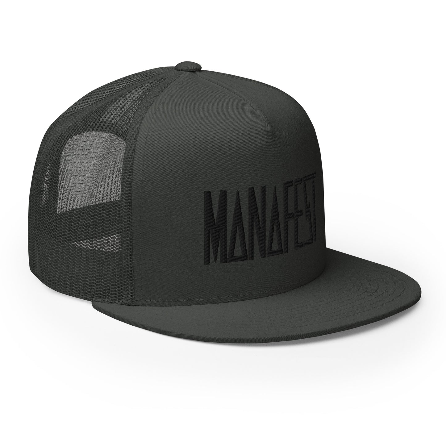 Dark Charcoal Trucker Cap Manafest Black Logo