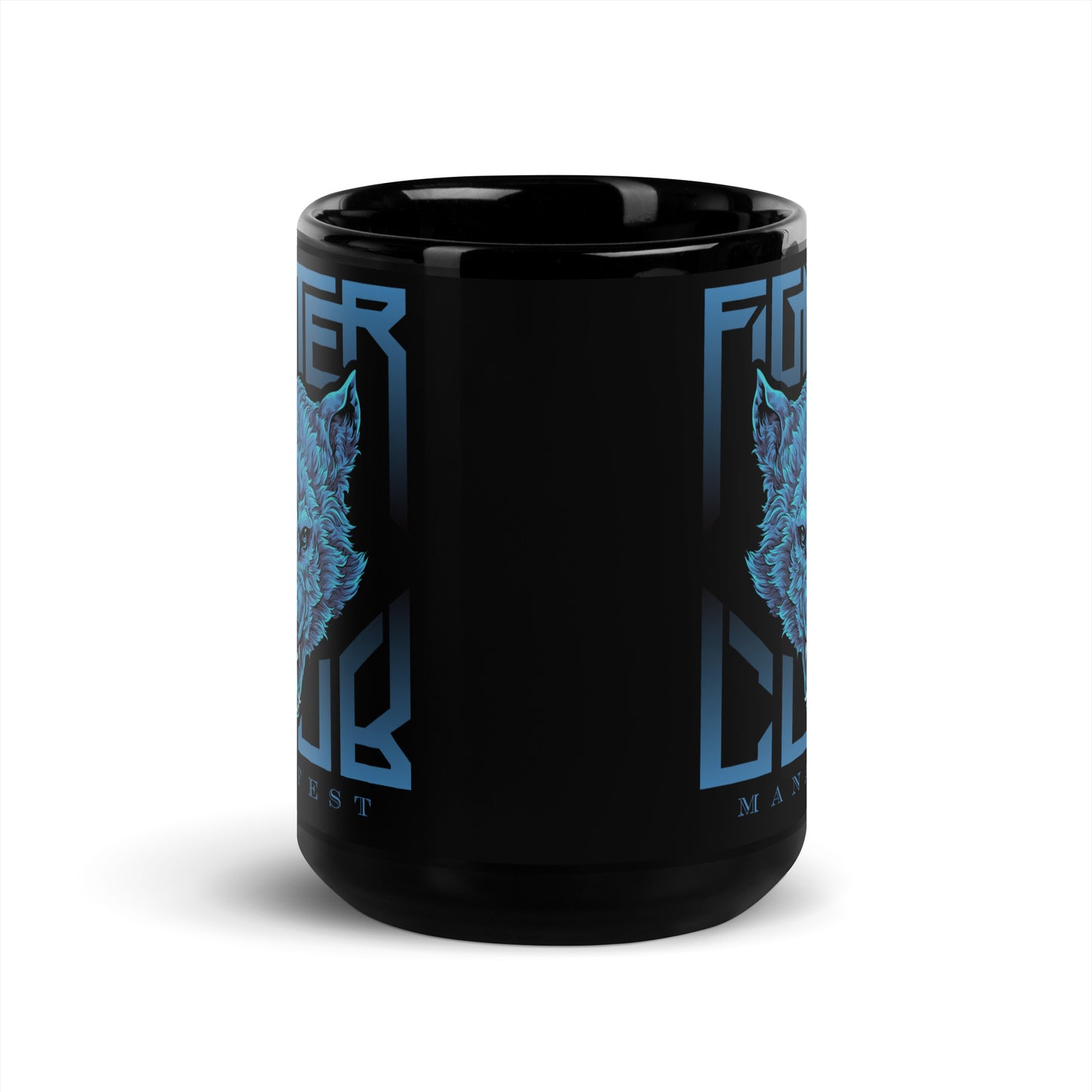 Raging Wolves Black Glossy Mug