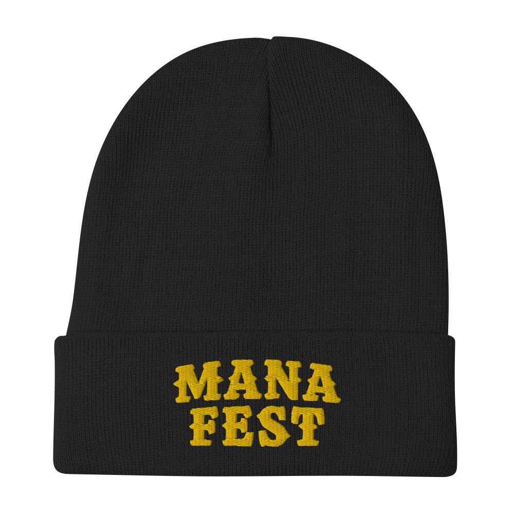 Black Embroidered Beanie Gold ManaFest