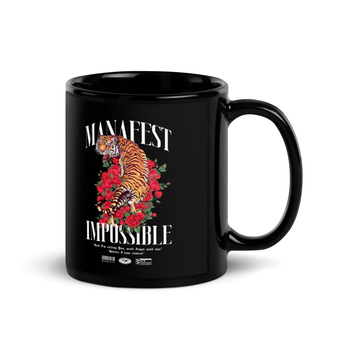Impossible Tiger Rose Black Glossy Mug