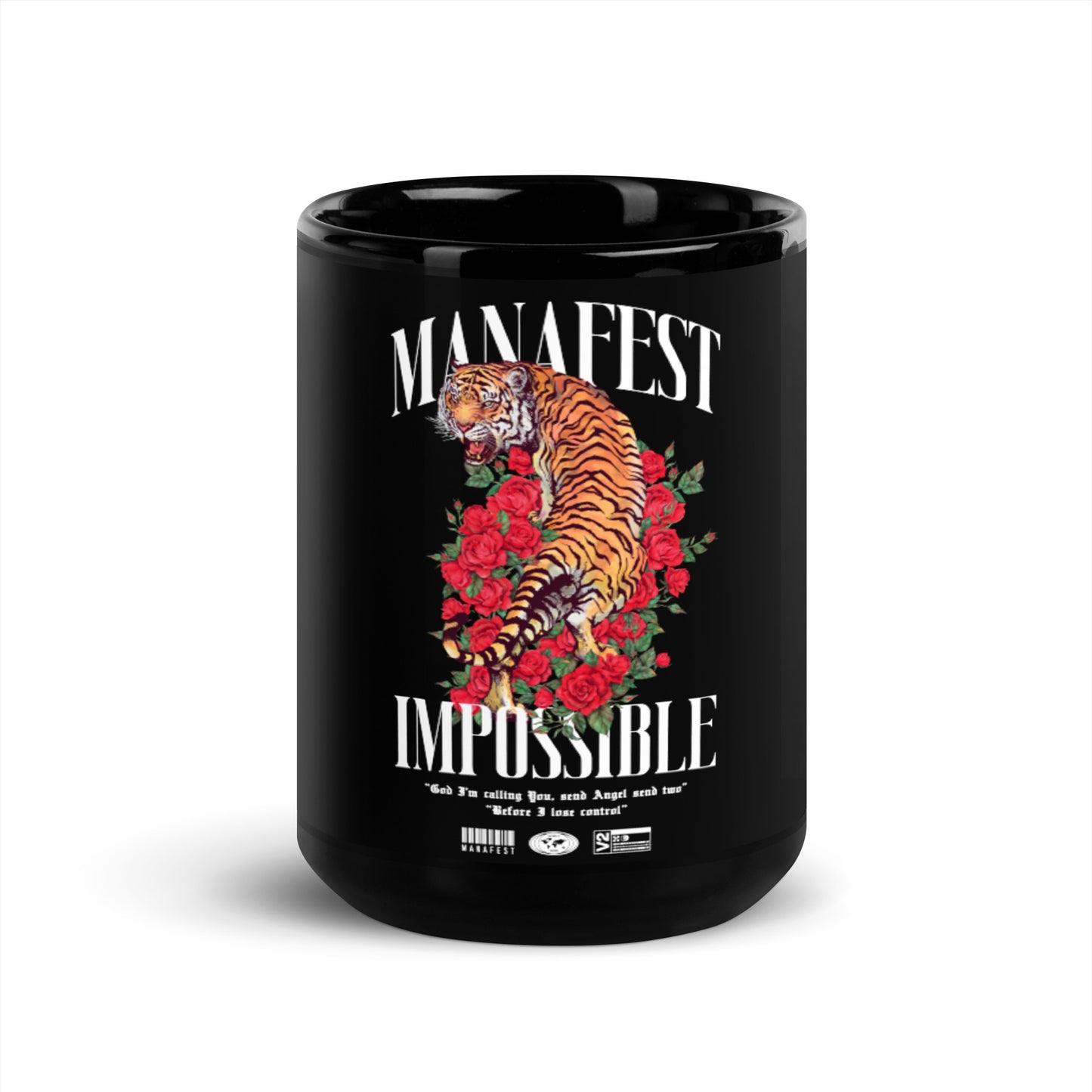 Impossible Tiger Rose Black Glossy Mug