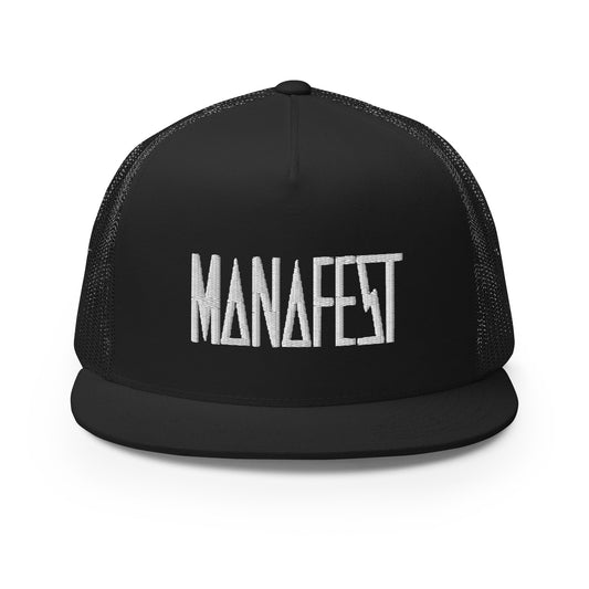 Black Manafest Trucker Cap with White Logo