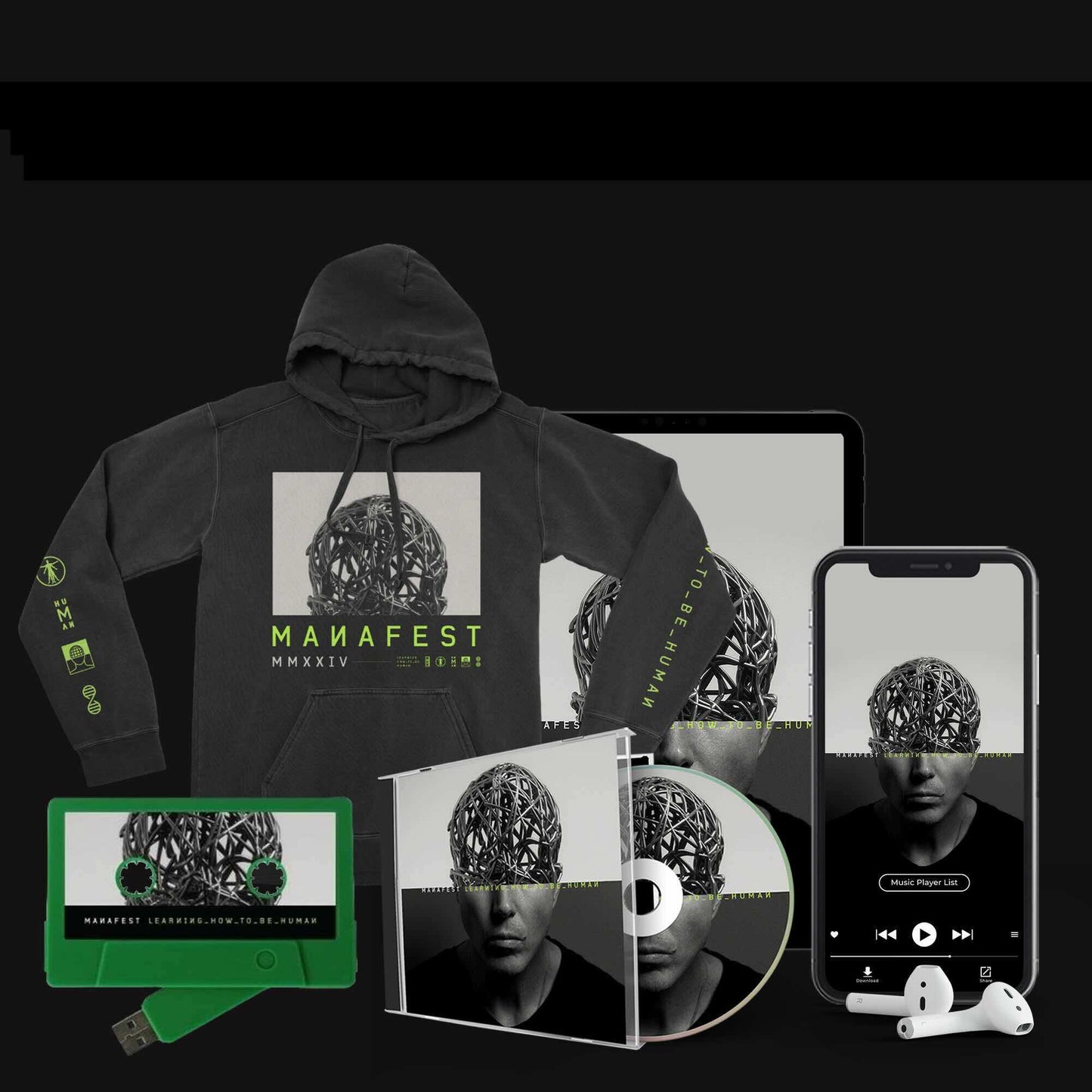 Learning How To Be Human Hoody + Autographed CD + Sticker + Early Digital Download