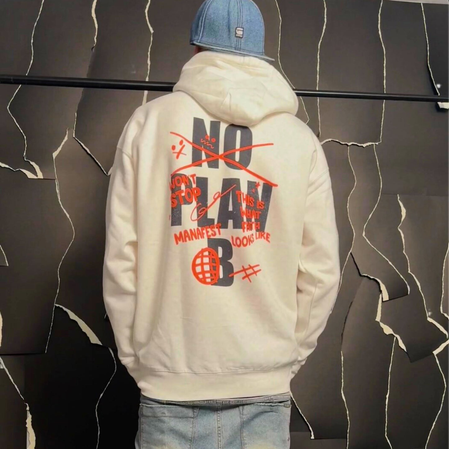 Premium No Plan B White Unisex Hoodie + Embroidered Logo