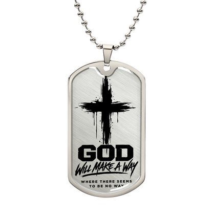 Way Maker Cross Dog Tag Necklace