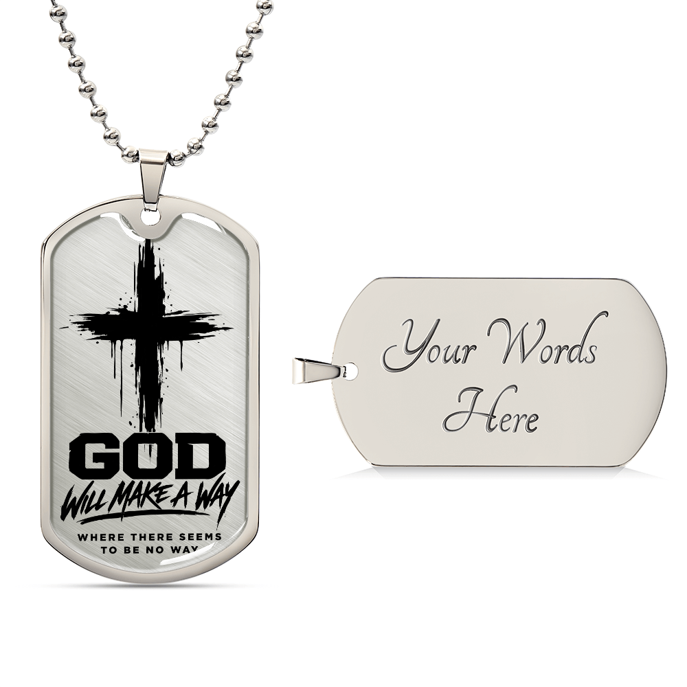 Way Maker Cross Dog Tag Necklace