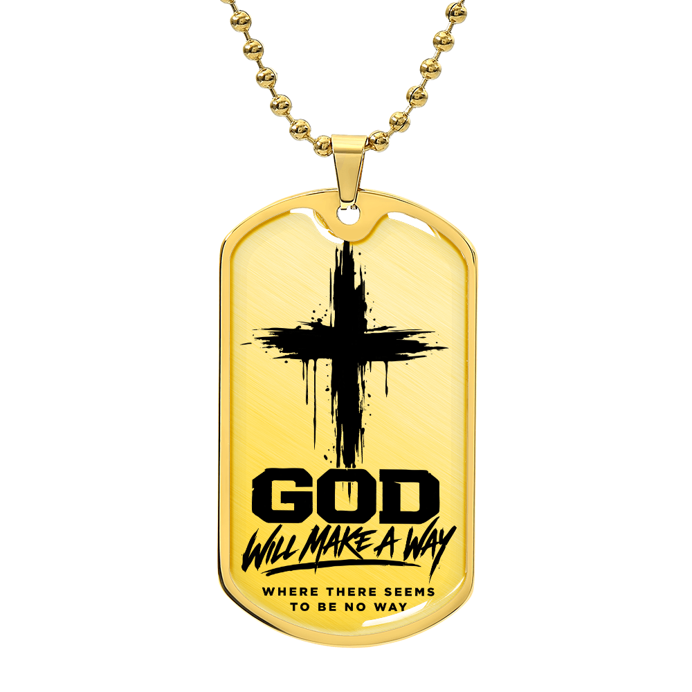 Way Maker Cross Dog Tag Necklace