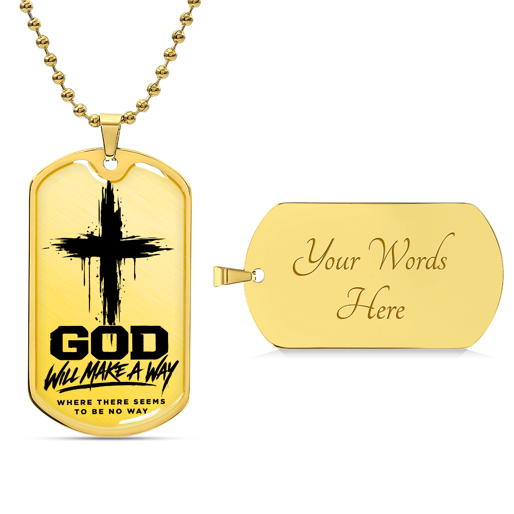 Way Maker Cross Dog Tag Necklace