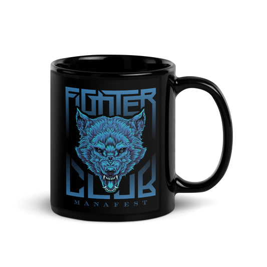 Raging Wolves Black Glossy Mug