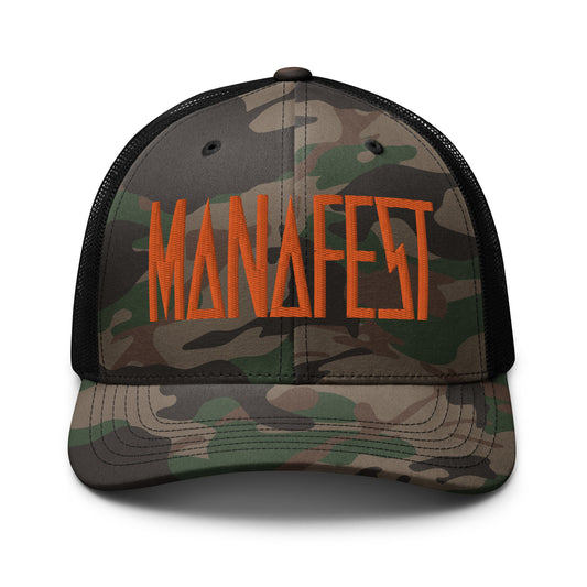Manafest Camouflage trucker hat Orange Logo